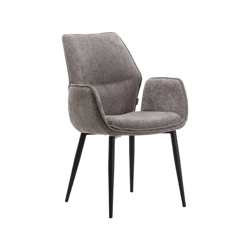LABEL51 Eetkamerstoel Morris - Grijs Stof - Zithoogte 48cm - Set van 2 - vtwonen shop