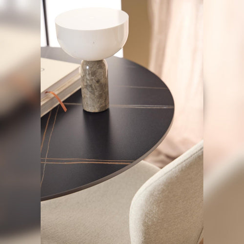 Lisomme Marly ronde eettafel keramiek zwart - Ø90x75 cm