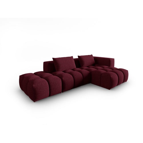 Cosmopolitan Design - Modulaire hoekbank rechts Verona 4-zits, structurele stof bordeaux - 145x265x70cm