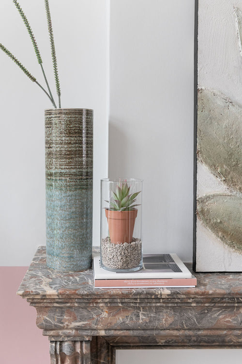 J-Line vaas Cilinder - glas - transparant - 25.5 cm hoog