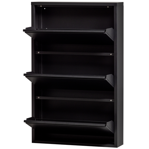 WOOOD 3-vaks schoenenkast Sabine - Metaal - Zwart - 103x66x16 - vtwonen shop