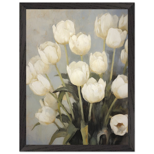 Artfulprints Poster met Lijst White tulips   - 30x40 cm - Wit
