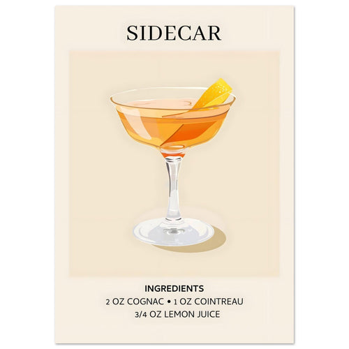 Artfulprints  Sidecar cocktail I - Ingrediënten   poster A4 21x29.7 cm - vtwonen shop