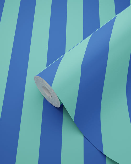 ESTAhome behang strepen petrolgroen en koningsblauw - 50 x 900 cm - 139958 - vtwonen shop