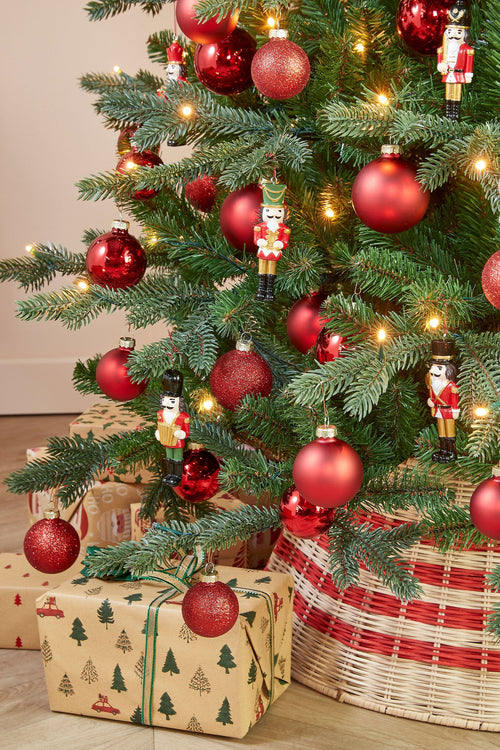 Mica Decorations Kerstornament Notenkraker - Set van 6 - L4 x B2 x H11 cm - Polyester - Rood