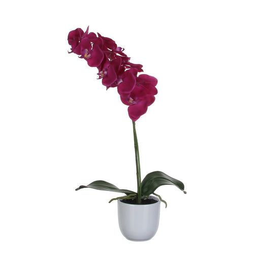 Mica Decorations Phalaenopsis Kunstplant in Bloempot Tusca - H60 x Ø16 cm - Paars