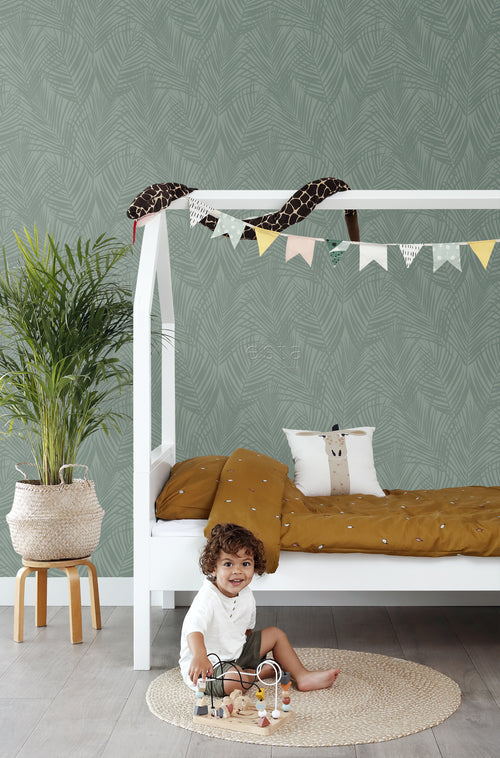 ESTAhome behang palmbladeren vergrijsd zeegroen - 53 cm x 10.05 m - 139302 - vtwonen shop