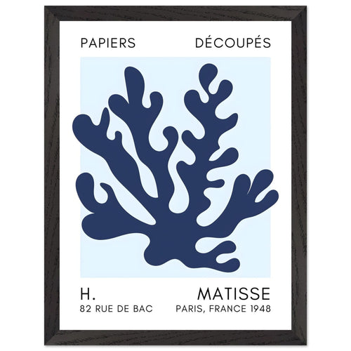 Artfulprints Poster met Lijst Matisse – Saltflower shapes navy blue I   - 30x40 cm - Blauw