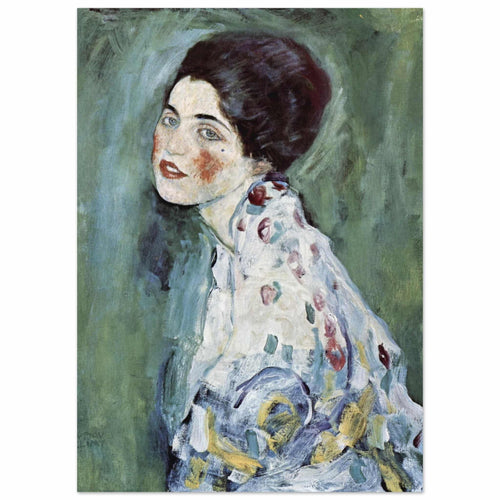 Artfulprints Poster Gustav Klimt - Portrait of a lady   - 50x70 cm - Donkergroen