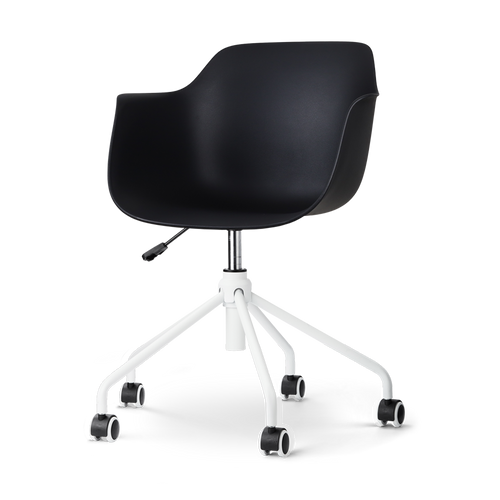 Nolon Nout-Puk Bureaustoel Zwart - met Armleuning - Wit Onderstel - vtwonen shop