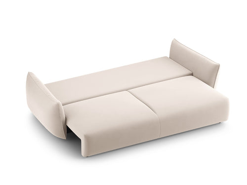 Cosmopolitan Design Slaapbank met opbergdoos Matera 3-zits, flueel beige - 108x240x86cm