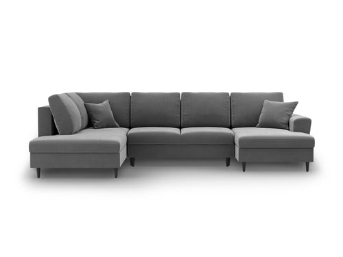 Cosmopolitan Design Links panoramische slaapbank met opbergdoos Kyoto 7-zits, flueel lichtgrijs - 194x313x88cm