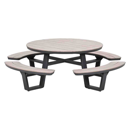 Garden Impressions picknicktafels Sarria donker grijs - vironwood - Ø148x75 cm