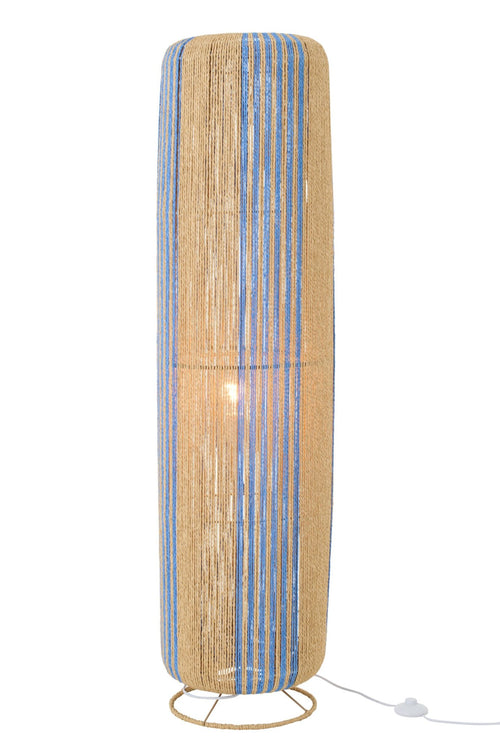 J-Line lamp Touw Cilinder - metaal - blauw/naturel - large