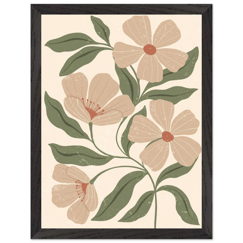 Artfulprints Poster met Lijst Boho – Dusty florals   - 30x40 cm - Groen