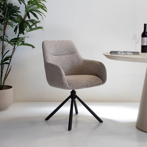 DÉJA Living Eetkamerstoel Noé - Taupe/Zwart - Draaibaar - Set van 2 - vtwonen shop