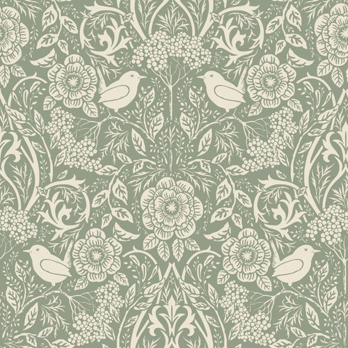 ESTAhome behang bloemen en vogels in art nouveau stijl blauwgroen - 50 x 900 cm - 131990