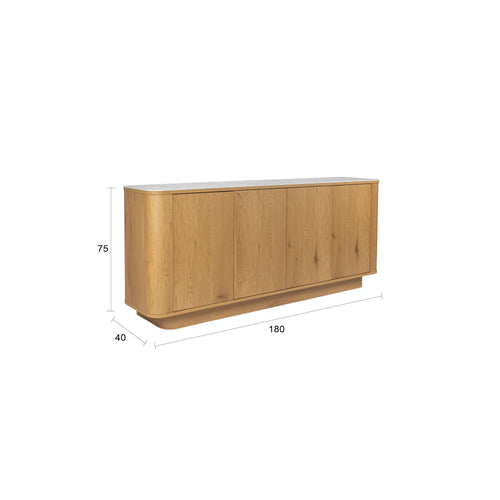 Housecraft Living Almira Dressoir Hoog 180 cm Hout/ Marmerlook Naturel