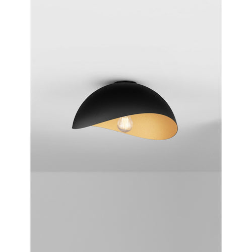 Nova Luce OPSI Plafondlamp met komvormige kap van 30 cm, halfverzonken, zandkleurig zwart, goudkleurig, E27 fitting, 1x12W