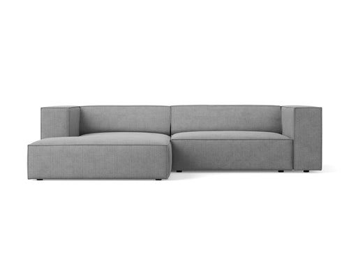 Cosmopolitan Design linker hoekbank Arendal 3-zits, chenille met ribbeleffect, donkergrijs - 166x224x70cm
