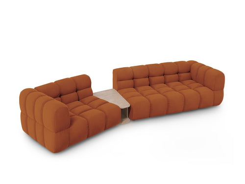 Cosmopolitan Design linker modulaire bank Sky 3-zits, flueel, terracotta - 148x353x70cm