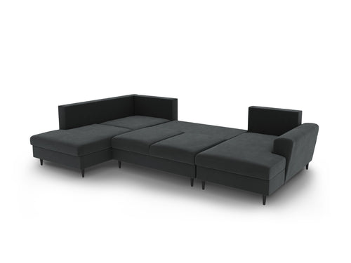 Cosmopolitan Design Links panoramische slaapbank met opbergdoos Kyoto 7-zits, flueel donkergrijs - 194x313x88cm