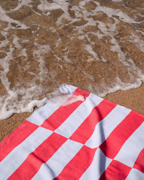 noo.ma Su Beach Towel - 100% katoen, geel & beige, 160 x 100 cm