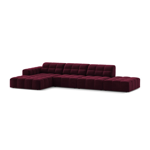 Cosmopolitan Design - Linker hoekbank Chicago 5-zits, flueel bordeaux - 167x348x78cm