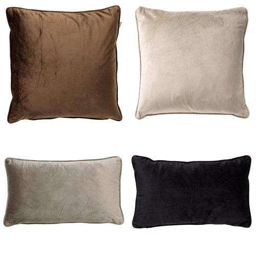 Dutch Decor - KUSSENSET - 4-delig - Matching Velvets - 45x45 cm en 30x50 cm - inclusief binnenkussens - bruin, beige, taupe, zwart - vtwonen shop