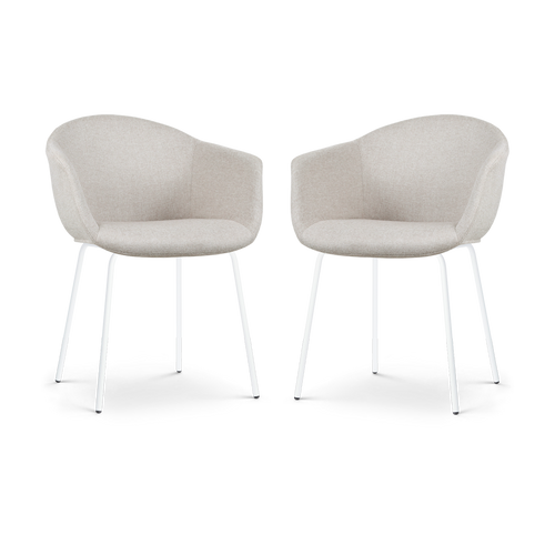 Nolon Nora-Otis Eetkamerstoelen Set van 2 - Beige - Witte Poten - vtwonen shop