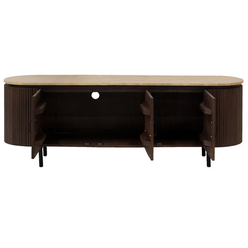 Giga Meubel Tv-Meubel Amber - Mangohout/Metaal/Travertin - Bruin - 160cm - vtwonen shop