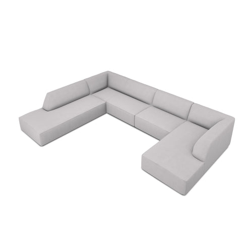 Cosmopolitan Design - Panoramische hoekbank links Siena 7-zits, structurele stof lichtgrijs - 273x366x69cm