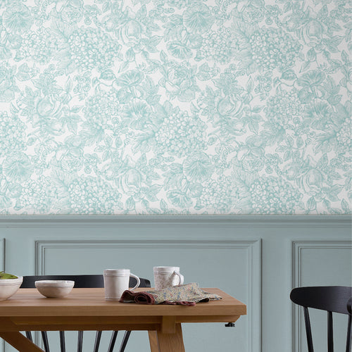 Laura Ashley Vliesbehang - Louise - Duck Egg Blue - Blauw