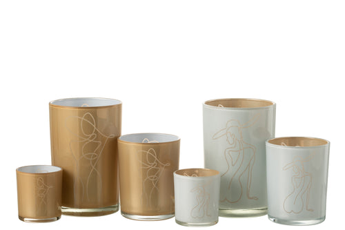 J-Line windlicht Vrouw - glas - mix - large - 2 stuks - vtwonen shop