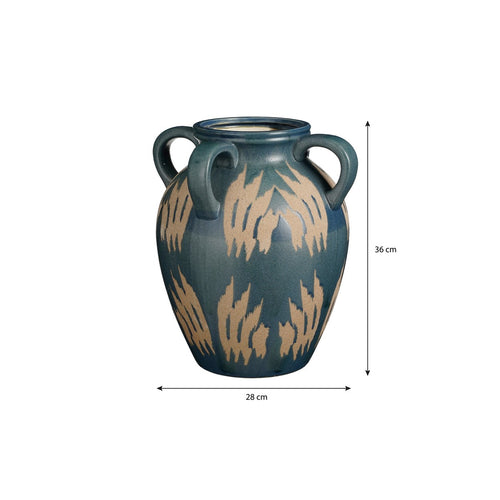 Mica Decorations Caldo Vaas - L28 x B28 x H36 cm - Keramiek - Donkerblauw
