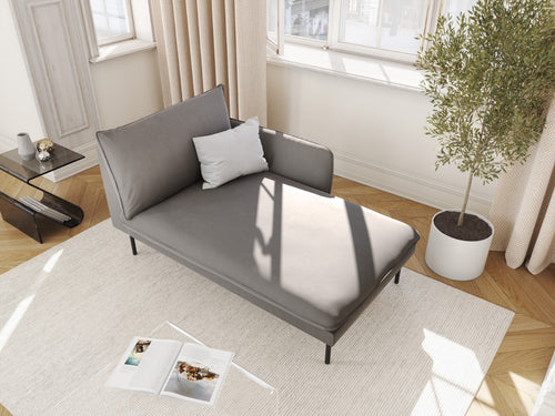 Cosmopolitan Design rechter chaise longue Vienna flueel, lichtgrijs - 170x110x95cm