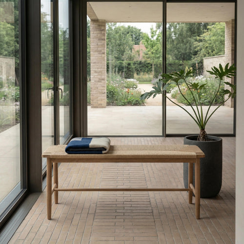 Furnhouse bankje Prime - Natuurlijk eikenhout - Papiergaren - 35x110x47