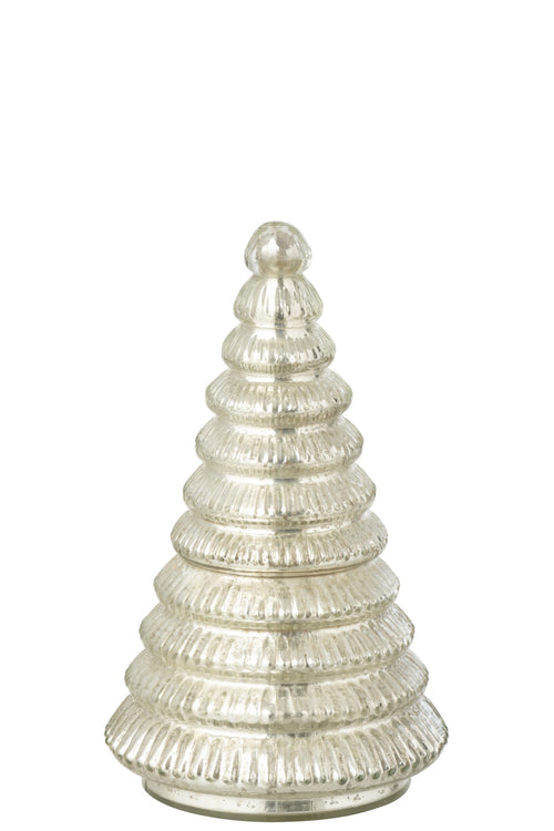 J-Line geurkaars Boom Geribbeld - glas - zilver - large