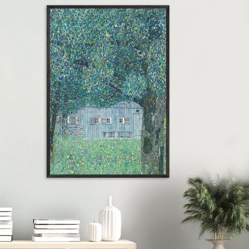 Artfulprints Poster Gustav Klimt - Farmhouse in upper Austria   - A4 21x29.7 cm - Donkergroen
