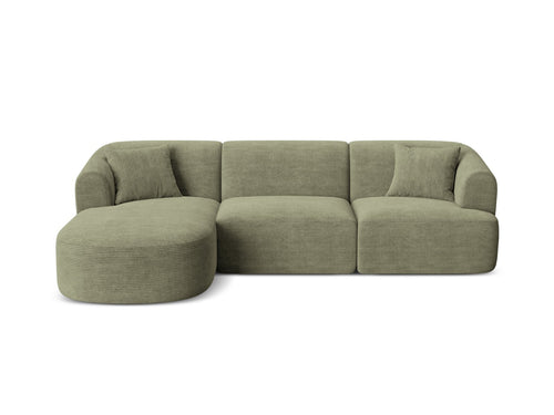Cosmopolitan Design Modulaire hoekbank links Campi 4-zits, ribfluwelen mosgroen - 156x256x70cm