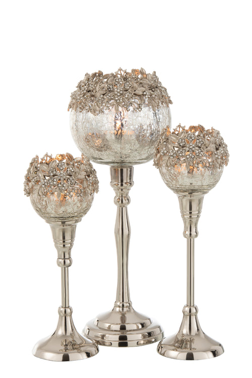 J-Line kandelaar Juweel - metaal/glas - zilver - large - vtwonen shop