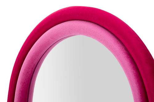 Wandspiegel in roze fluweel 60x4x160 cm