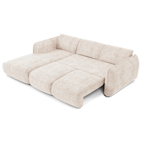 Sia Home - Rechte hoekbanken LIVIA - Fluweel weefsel - Crème - 274cm