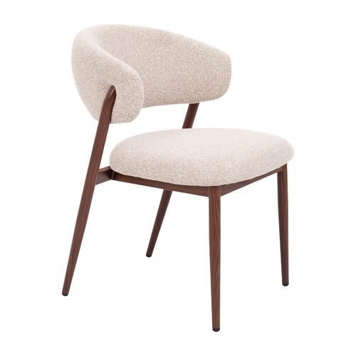 DÉJA Living Eetkamerstoel Skive - Stof - Zand/Walnoot - Set van 2 - vtwonen shop