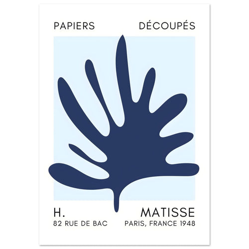 Artfulprints  Matisse – Coral drift navy blue I   poster A4 21x29.7 cm