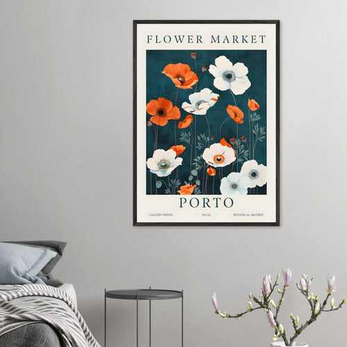 Artfulprints Poster met Lijst Flower market - Porto   - 50x70 cm - Meerkleurig