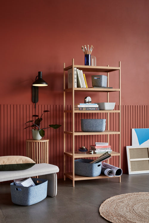 Hübsch bijzettafel Folk - mdf/okerschors/acaciahout - ø35xh70cm