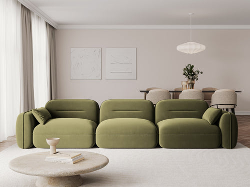 Cosmopolitan Design Modulaire bank Sydney 4-zits, flueel, lichtgroen - 90x320x70cm
