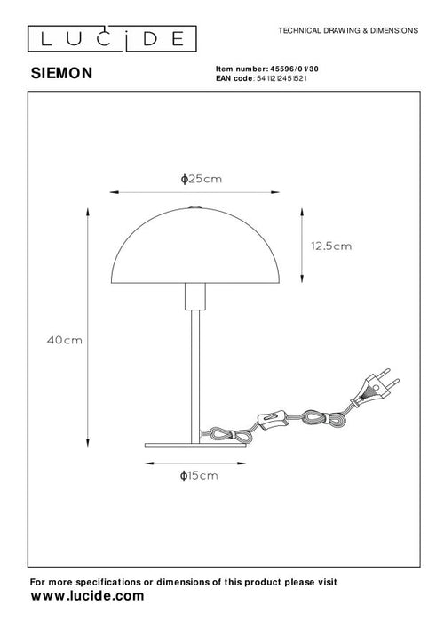 Lucide tafellamp SIEMON - 1xE14 - Zwart - vtwonen shop