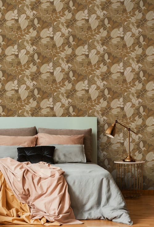 ESTAhome behang bladeren bruin en beige - 50 x 900 cm - 139849 - vtwonen shop